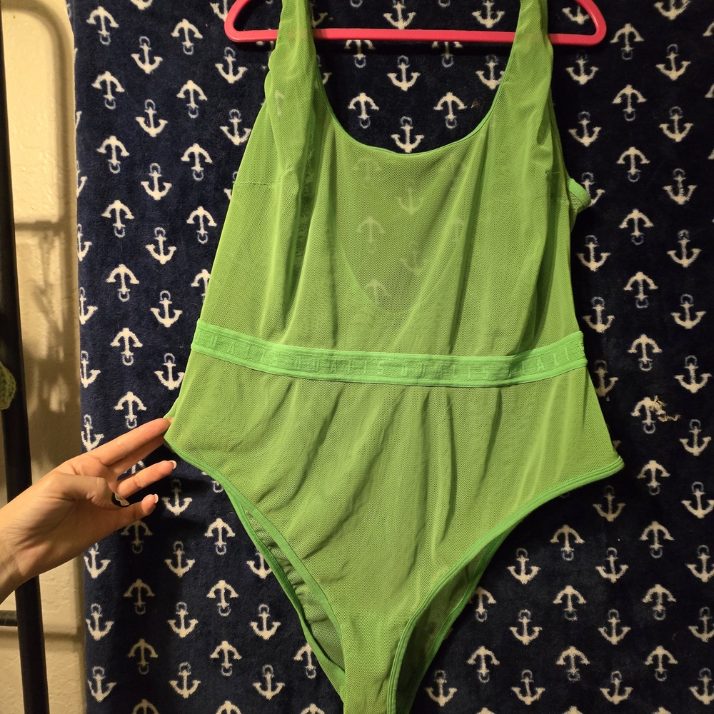 Vibrant Green Bodysuit with Scoop Neckline
